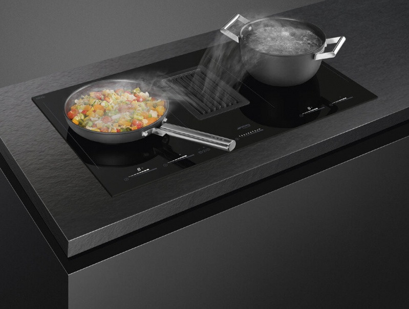 Индукционная варочная панель со встроенной вытяжкой Smeg HOBD682D1